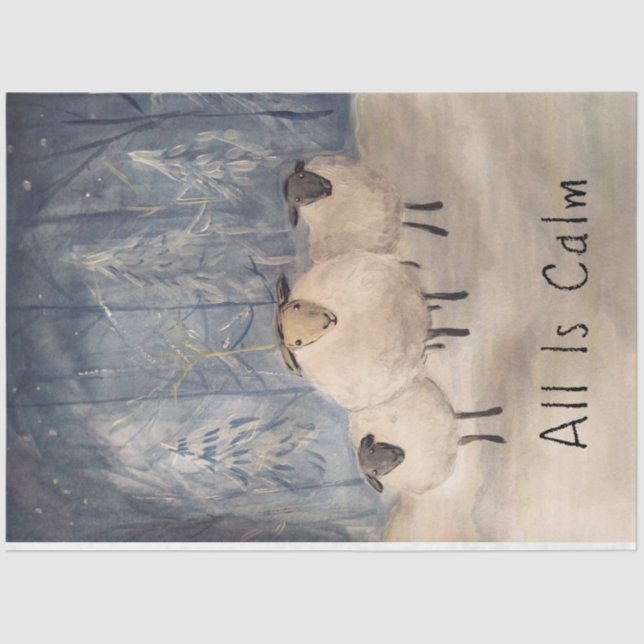 Sheep in Winter Forest Tissue Paper (Front)