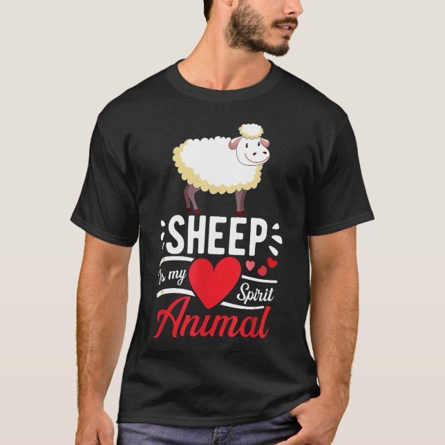 Sheep is My Spirit Animal Love Cute, Sheep Lover K T-Shirt (Front)