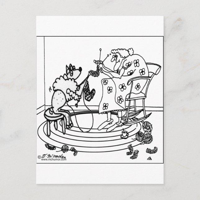 Sheep Knitting Postcard (Front)