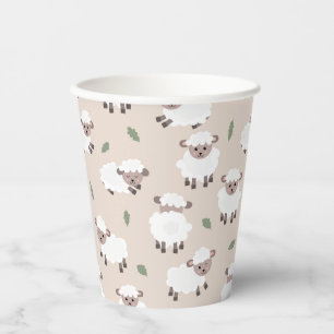 Sheep & Lamb Cute Hand Drawn Farm Animals Paper Cups
