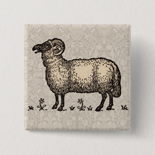 Sheep Lamb Farm Animal Vintage 2 Inch Square Button