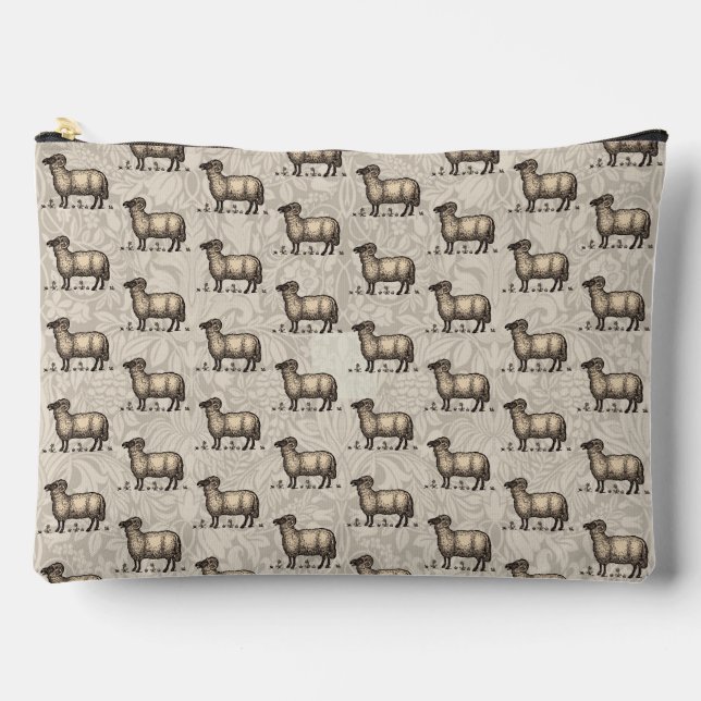 Sheep Lamb Farm Animal Vintage Accessory Pouch (Front)