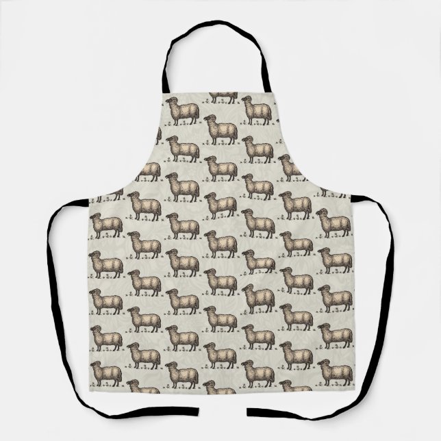 Sheep Lamb Farm Animal Vintage Apron (Front)