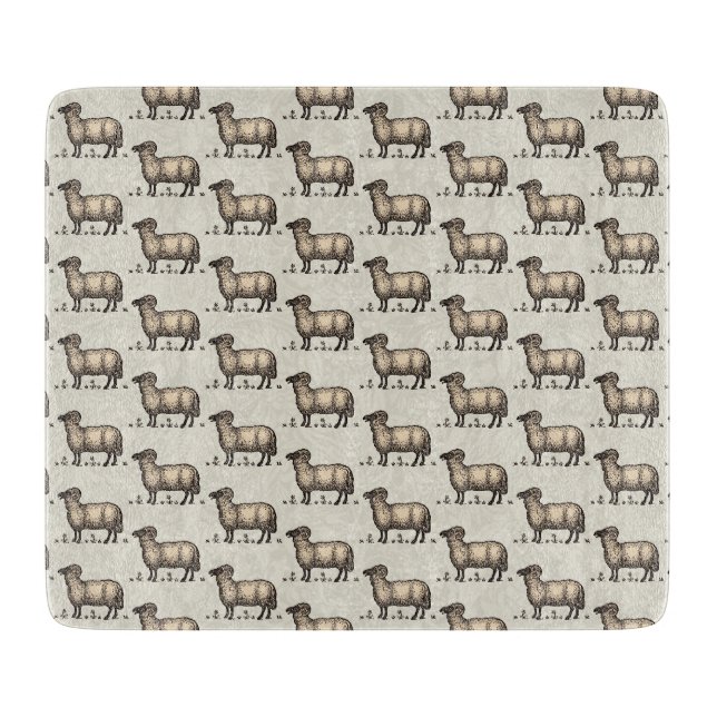 Sheep Lamb Farm Animal Vintage Cutting Board (Front)