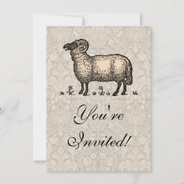 Sheep Lamb Farm Animal Vintage Invitation (Front)