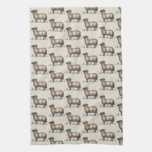 Sheep Lamb Farm Animal Vintage Kitchen Towel