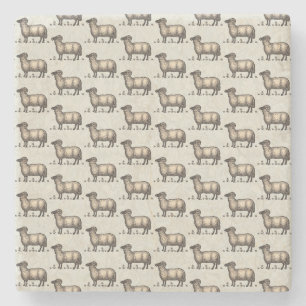 Sheep Lamb Farm Animal Vintage Stone Coaster