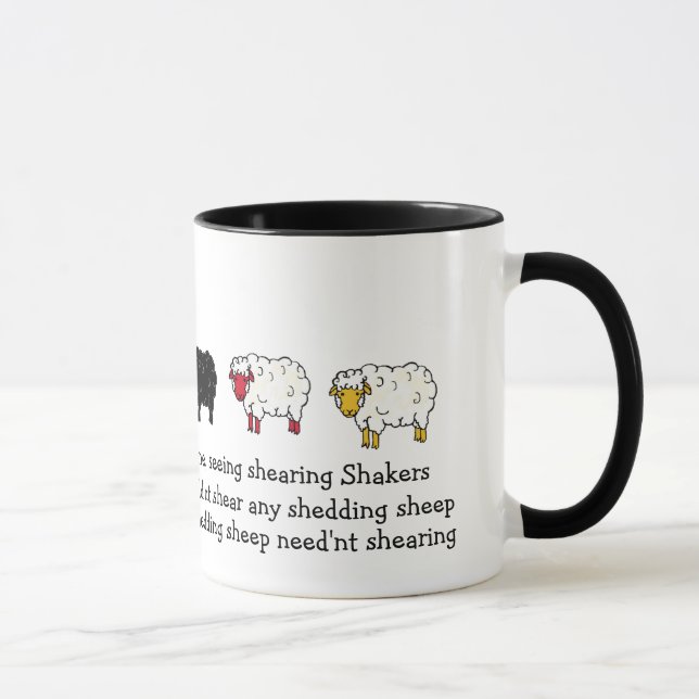 Sheep, Lamb Shearing tounge-twister poem cartoon Mug (Right)