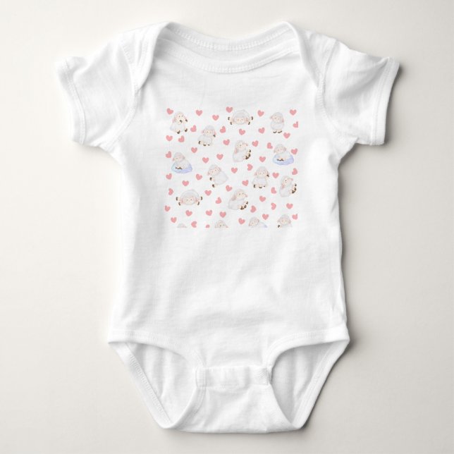 Sheep love baby bodysuit (Front)