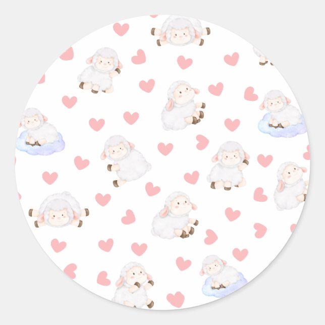 Sheep love classic round sticker (Front)