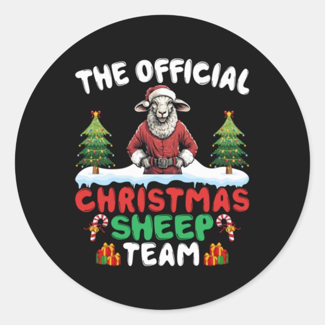 Sheep Lover Xmas Lights Christmas Tree Christmas S Classic Round Sticker (Front)