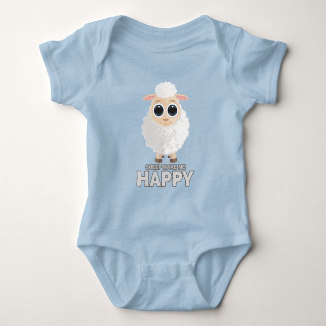 Sheep Make Me Happy Baby Bodysuit (Front)