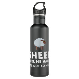 Sheep Make Me Happy  Funny Sheep   710 Ml Water Bottle
