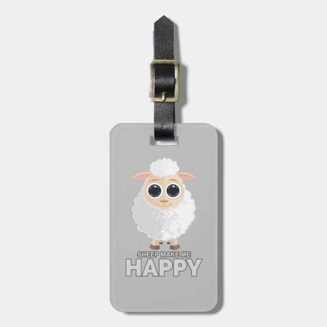 Sheep Make Me Happy  Luggage Tag (Front Vertical)