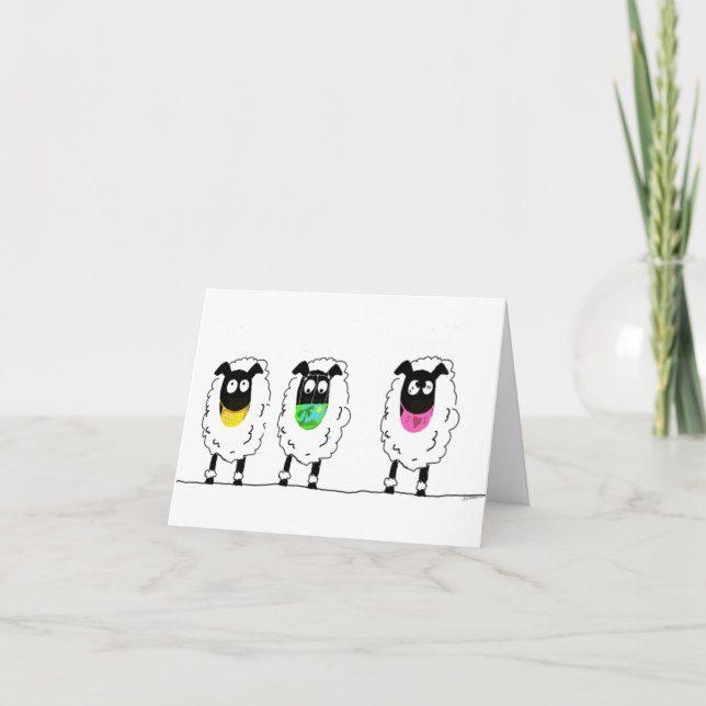 Sheep masks thank you card (Front)