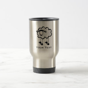 Sheep; metal-look travel mug