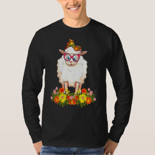 Sheep Mom Cute Sheep Bow Tie Flowers Happy Mother' T-Shirt