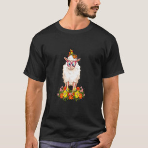 Sheep Mom Cute Sheep Bow Tie Flowers Happy Mother' T-Shirt