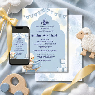 Sheep & Mosque Arch Islamic Aqeeqah & Baby Shower Invitation