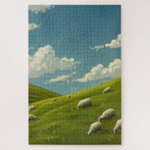 Sheep on a Grassy Hill