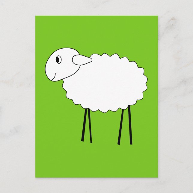 Sheep on Green Background. Postcard (Front)