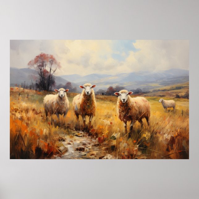 Sheep on Meadow Fine Art Poster (Front)