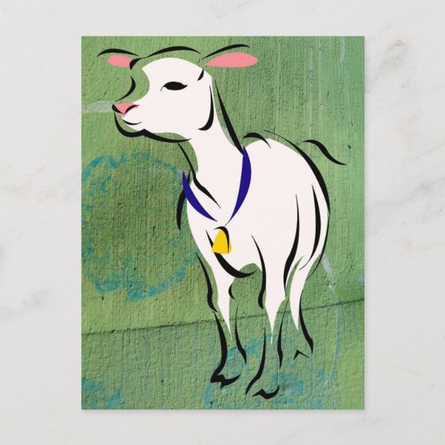 Sheep on Mixed Media Background Postcard (Front)