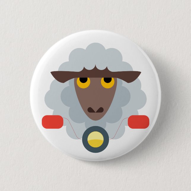 Sheep on Motorcycle 2 Inch Round Button (Front)