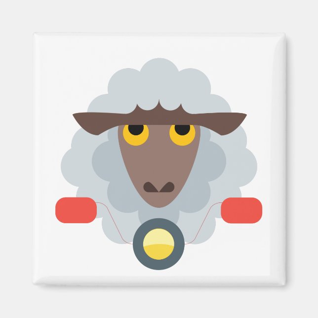 Sheep on Motorcycle Magnet (Front)