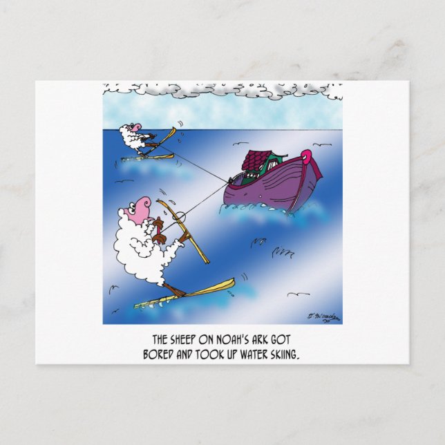 Sheep on the Ark Water Ski Postcard (Front)