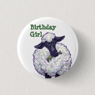 Sheep Party Centre 1 Inch Round Button