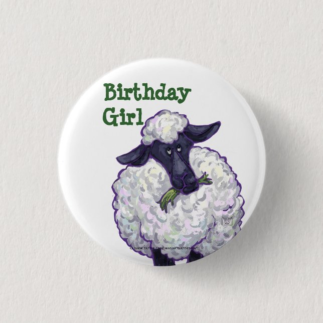 Sheep Party Centre 1 Inch Round Button (Front)