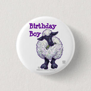 Sheep Party Centre 1 Inch Round Button