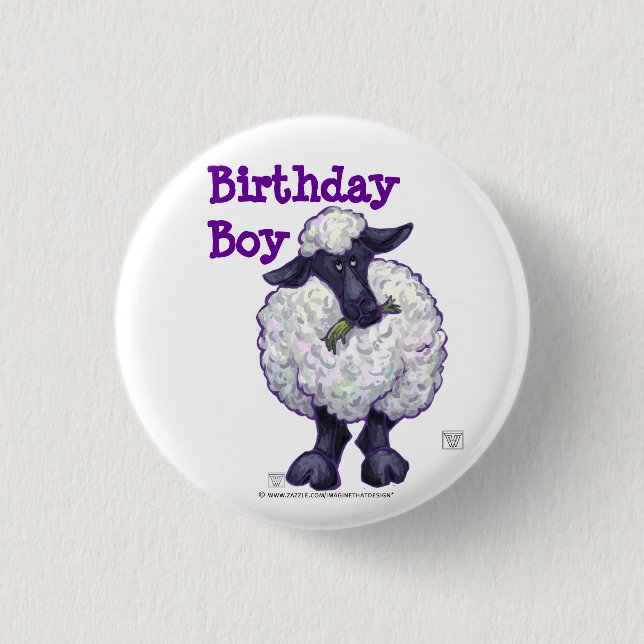 Sheep Party Centre 1 Inch Round Button (Front)