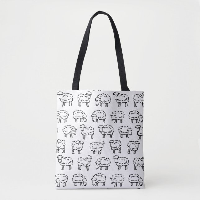 Sheep Pattern - Black and White Tote Bag (Front)