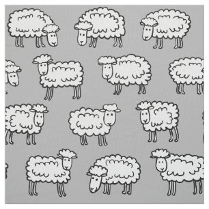 Sheep Pattern - Black, White and Grey Fabric