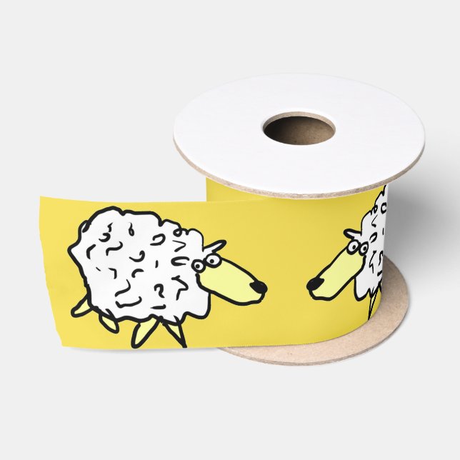 Sheep Pattern design. Row of Sheep on a Satin Ribbon (Spool)