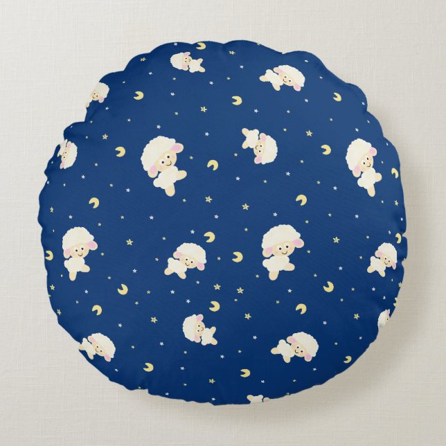 Sheep pattern round pillow (Front)