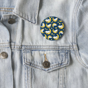 Sheep Pattern, Sleeping Sheep, Moon, Stars 2 Inch Round Button