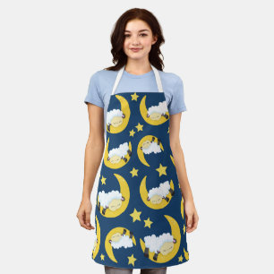 Sheep Pattern, Sleeping Sheep, Moon, Stars Apron
