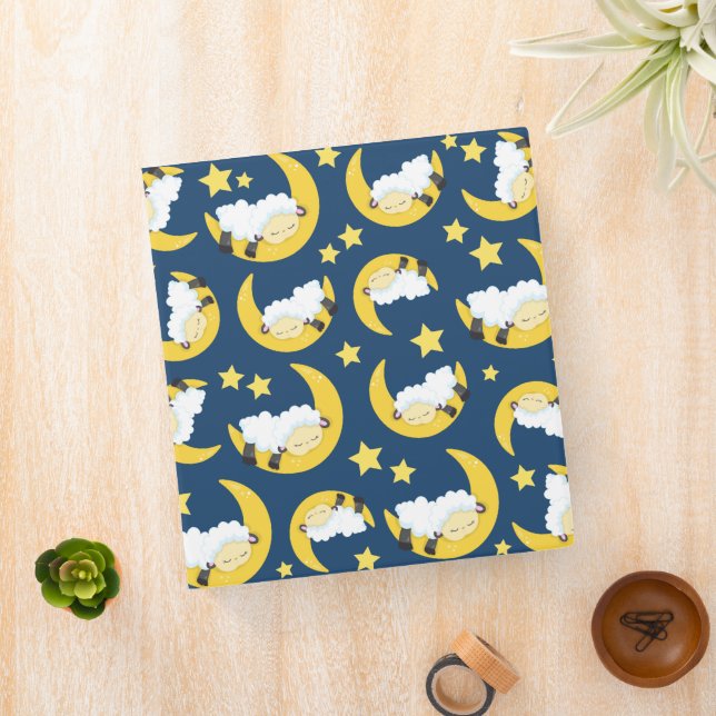 Sheep Pattern, Sleeping Sheep, Moon, Stars Binder (In Situ)