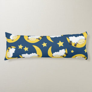 Sheep Pattern, Sleeping Sheep, Moon, Stars Body Pillow