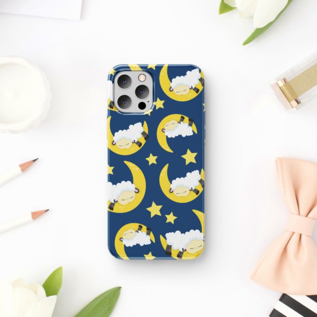 Sheep Pattern, Sleeping Sheep, Moon, Stars Case-Mate iPhone Case (Creator Uploaded)