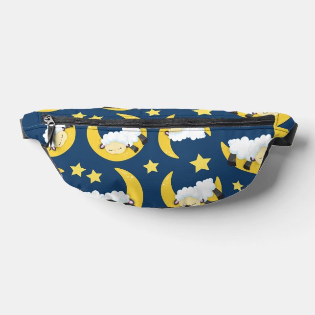 Sheep Pattern, Sleeping Sheep, Moon, Stars Fanny Pack (Lay Down)