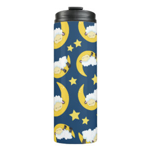 Sheep Pattern, Sleeping Sheep, Moon, Stars Thermal Tumbler