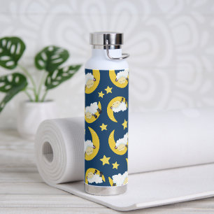 Sheep Pattern, Sleeping Sheep, Moon, Stars Water Bottle