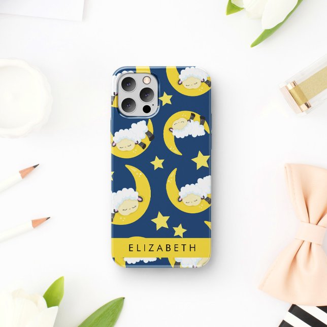 Sheep Pattern, Sleeping Sheep, Moon, Your Name iPhone 16 Case (Creator Uploaded)