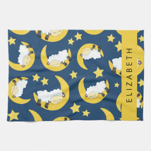 Sheep Pattern, Sleeping Sheep, Moon, Your Name Kitchen Towel
