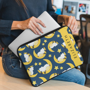 Sheep Pattern, Sleeping Sheep, Moon, Your Name Laptop Sleeve