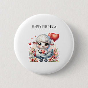Sheep Pilot Birthday 2 Inch Round Button